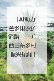 AI助力芒乡果农扩销路——广西田东乡村振兴见闻